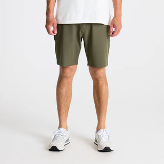 Roark Layover Pro Traveler Shorts in Military with hybrid waistband and stretch fabric