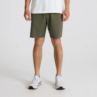 Roark Layover Pro Traveler Shorts in Military with hybrid waistband and stretch fabric