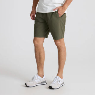 Roark Layover Pro Traveler Shorts in Military with hybrid waistband and stretch fabric