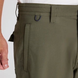 Roark Layover Pro Traveler Shorts in Military with hybrid waistband and stretch fabric