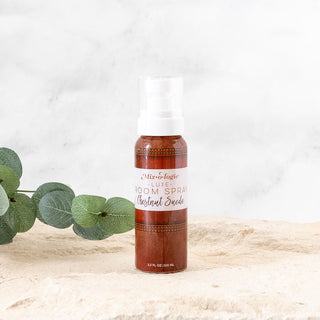 Mixologie Chestnut Suede 100 mL Luxe Room Spray, combining suede, chestnut, and spice scents.