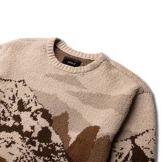 Roark Gaucho Sweater in Khaki with scenic intarsia design and relaxed fit cotton blend knit.