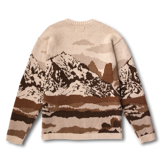 Roark Gaucho Sweater in Khaki with scenic intarsia design and relaxed fit cotton blend knit.