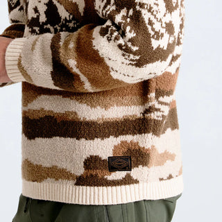 Roark Gaucho Sweater in Khaki with scenic intarsia design and relaxed fit cotton blend knit.