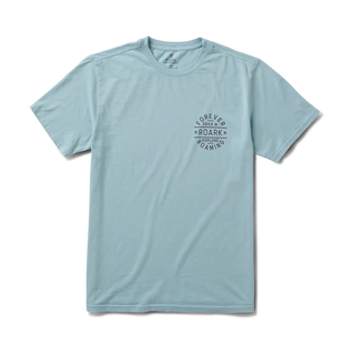 Roark Stamp Premium Tee in Dusty Blue with back graphic and premium fit.