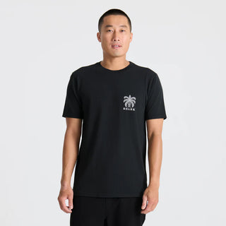 Roark Palma Chilena Tee in Black with “Open Roads Open Minds” back graphic.