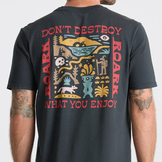 Roark Enjoy Tee in Black made from 100% garment-dyed premium cotton with a soft, worn-in feel.