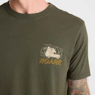 Roark Camper premium t-shirt in military green cotton.