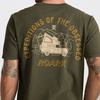 Roark Camper premium t-shirt in military green cotton.