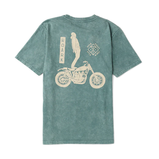 Roark Ghostrider Premium Tee in Slate Green, premium fit 100% ringspun combed cotton pigment dyed tee in 20-singles weight with a soft, lived-in feel