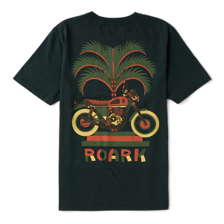 Roark Moto Palm Premium Tee in Washed Black - premium fit tee with 100% cotton and garment-dyed finish