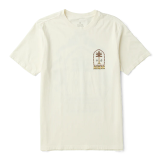 Beige t-shirt with a graphic design on a white background