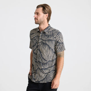 Roark Bless Up Breathable Stretch Shirt in grey with perforated fabric