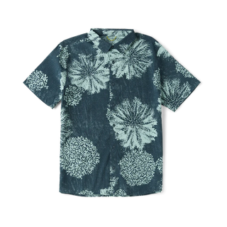 Roark Bless Up Breathable Stretch Shirt in Navy Pukpulko - classic short sleeve shirt with perforated construction, mechanical stretch, and moisture wicking