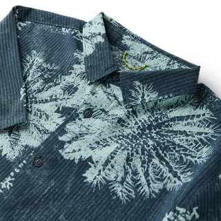 Roark Bless Up Breathable Stretch Shirt in Navy Pukpulko - classic short sleeve shirt with perforated construction, mechanical stretch, and moisture wicking