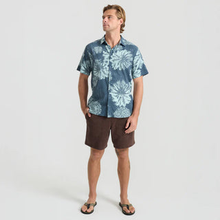 Roark Bless Up Breathable Stretch Shirt in Navy Pukpulko - classic short sleeve shirt with perforated construction, mechanical stretch, and moisture wicking