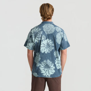 Roark Bless Up Breathable Stretch Shirt in Navy Pukpulko - classic short sleeve shirt with perforated construction, mechanical stretch, and moisture wicking