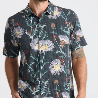 Roark Bless Up Stretch Shirt in Onyx with breathable perforated fabric.