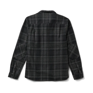 Roark Nordsman Long Sleeve Flannel in Black Heather with wool blend fabric and snap-front closure.