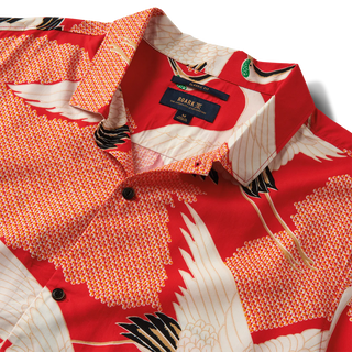Roark Hoffman Cranes Gonzo Shirt, Japanese patterns, camp collar, classic fit.
