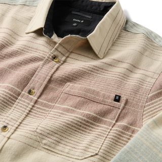 Roark Crossroads Organic Cotton Flannel in Fossil with brushed organic cotton and classic fit.