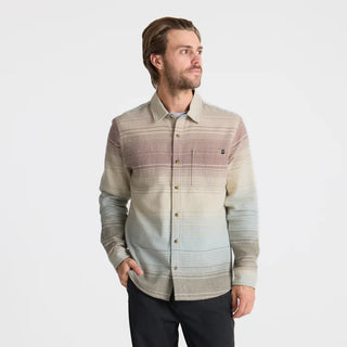 Roark Crossroads Organic Cotton Flannel in Fossil with brushed organic cotton and classic fit.