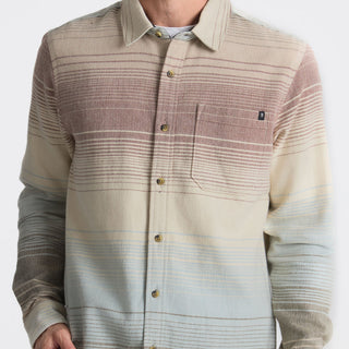 Roark Crossroads Organic Cotton Flannel in Fossil with brushed organic cotton and classic fit.