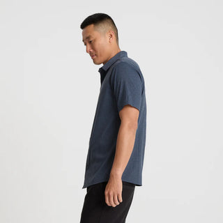 Roark Bless Up Shirt in Navy with breathable perforated stretch fabric and moisture-wicking Tactel nylon construction.