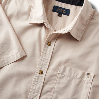 Roark Made to Fade Button-Up in Washed Bone with pigment-dyed finish and short sleeves.