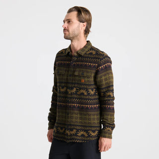 Roark Nordsman Jacquard Long Sleeve Flannel with organic cotton, jacquard pattern, snap closure, chest pockets, and durable construction.