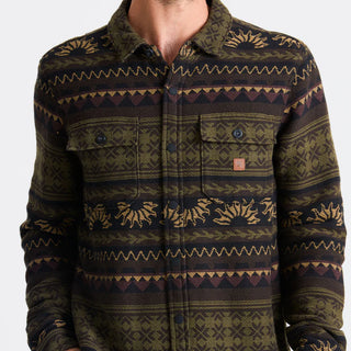 Roark Nordsman Jacquard Long Sleeve Flannel with organic cotton, jacquard pattern, snap closure, chest pockets, and durable construction.