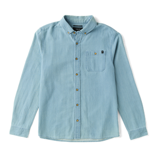 Roark Scholar Chambray Button Up Shirt Bleached, organic cotton twill with button-down collar and chest pocket.