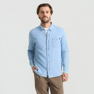 Roark Scholar Chambray Button Up Shirt Bleached, organic cotton twill with button-down collar and chest pocket.