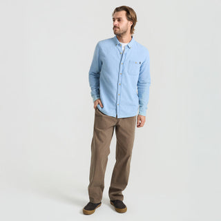 Roark Scholar Chambray Button Up Shirt Bleached, organic cotton twill with button-down collar and chest pocket.