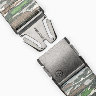 Arcade Belts Realtree Camo Original Belt in Realtree Original — patented A2 buckle, micro-adjustable REPREVE® stretch webbing, metal-free, Realtree camo print

