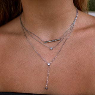 ALCO Jewelry Sophisticated Boca Bar Necklace in 18K gold-plated stainless steel, hypoallergenic and water-resistant.