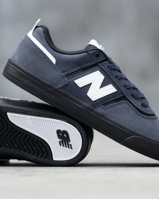 New Balance Numeric Jamie Foy 306 Shoes in Eclipse/White - low-profile vulcanized skate shoe with lightweight suede, breathable mesh panels, and visible rubber layer