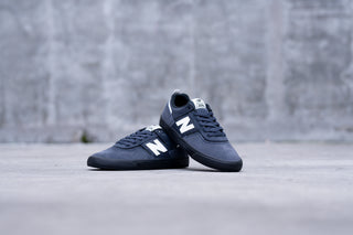 New Balance Numeric Jamie Foy 306 Shoes in Eclipse/White - low-profile vulcanized skate shoe with lightweight suede, breathable mesh panels, and visible rubber layer