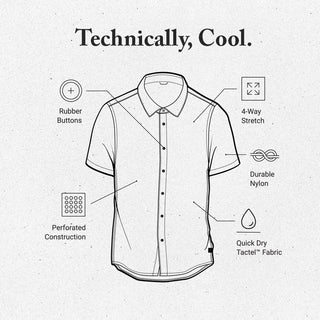 Roark Bless Up breathable stretch shirt with military stripe pattern.