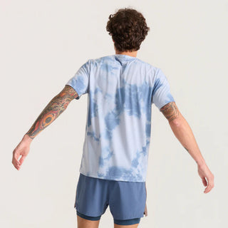 Roark Mathis Active Tie Dye Pocket Short Sleeve Tee in Neptune, classic crewneck fit in 85% recycled polyester 15% cotton DriRelease jersey knit with chest pocket, quick-dry technology, interior hanger loop, and Neptune tie dye colorway