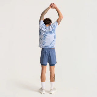Roark Mathis Active Tie Dye Pocket Short Sleeve Tee in Neptune, classic crewneck fit in 85% recycled polyester 15% cotton DriRelease jersey knit with chest pocket, quick-dry technology, interior hanger loop, and Neptune tie dye colorway