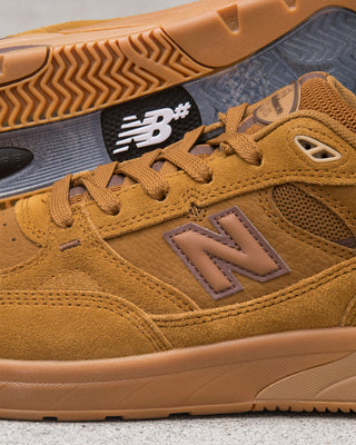 New Balance Numeric Andrew Reynolds 933 in Breakfast Tea/Pumpernickel — Andrew Reynolds signature skate shoe with ABZORB cushioning, suede and mesh upper, compression-resistant midsole, low-top silhouette