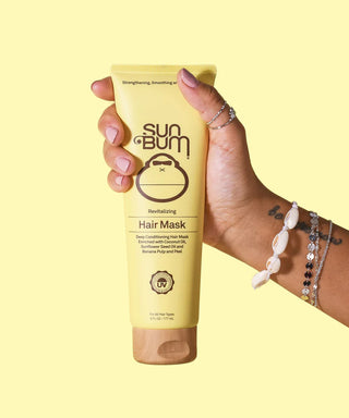 Image of Sun Bum's Revitalizing Hair Mask, a concentrated moisturizing mask ideal for restoring hydration and luster to dry or damaged hair.