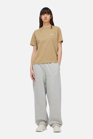 Tan Dime t-shirt with small embroidered logo on chest and classic short sleeve silhouette.
