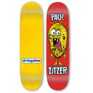 StrangeLove Skateboards Paul Zitzer 8.5" deck, Sean Cliver art, BBS heat transfer.