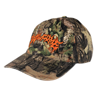 Welcome Skateboards Barb Hat in Camo, low profile, embroidered, with Velcro closure.