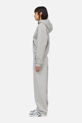 Gray Dime sweatpants with small embroidered logo, relaxed fit, and adjustable cuffs