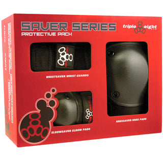 Triple 8 Saver Series Pads 3-Pack with shock absorbing EVA foam for skate protection.