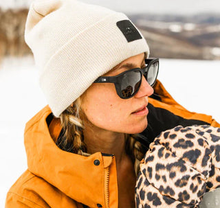 Otis Eyewear Offset Sport sunglasses in Matte Amberwood Tort with Brown Polar mineral glass lenses, Italian-made Eco-Grilamid ultra-lightweight frame with increased pantoscopic tilt, subtle side blinders, integrated nose pads and temple tips, hand-painted finish