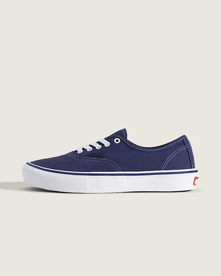 Vans Skate Authentic in Deep Twilight Blue with suede and canvas upper, PopCush footbed, and SickStick rubber outsole.
